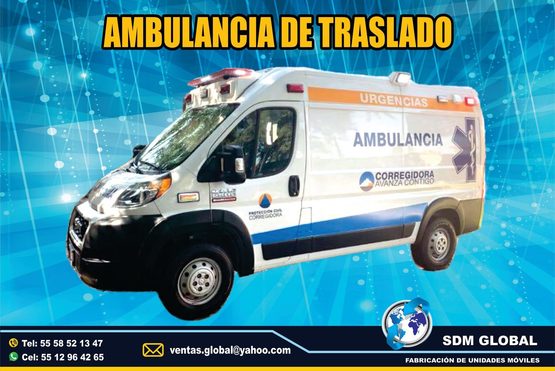 Fabricantes de Ambulancias de Traslado Tipo 1 y 2SDM Global Mexico somos una empresa líder en la Venta y Fabricacion de Ambulancias de Traslado Tipo 1 y 2 asi como de unidades medicas moviles, semi remolques, cajas secas, con personal altamente capasitado para su fabricacion. Especialistas den unidades para gobierno.El término ambulancia por lo general se utiliza para designar un vehículo usado para proporcionar cuidados médicos a pacientes que se encuentran lejos de un hospital o bien para trasladar al paciente a un centro médico u hospital donde se pueda seguir de cerca su evolución y practicarle un mayor número de pruebas médicas para su mejora y alivio.Somos una Empresa Mexicana líder en el Mercado con años de experiencia, especialistas como Fabricantes y Venta de Ambulancias de Traslado y Unidades Medicas Moviles, carrocerias, remolques, pipas de agua, autotanques, compactadores de basura, alargado y acorazado de chasis, equipamiento de patrullas, ambulancias de traslado, gruas de arrastre y plataformas, rampas hidraulicas para camioneta y camion, redilas, estaquitas, huacaludas, fabricantes directos de todo tipo de Ambulancias y unidades medicas moviles para gobierno.Somos fabribricantes directos, distribuidores en todo Mexico, comunicate y te atenderemos personalmente.