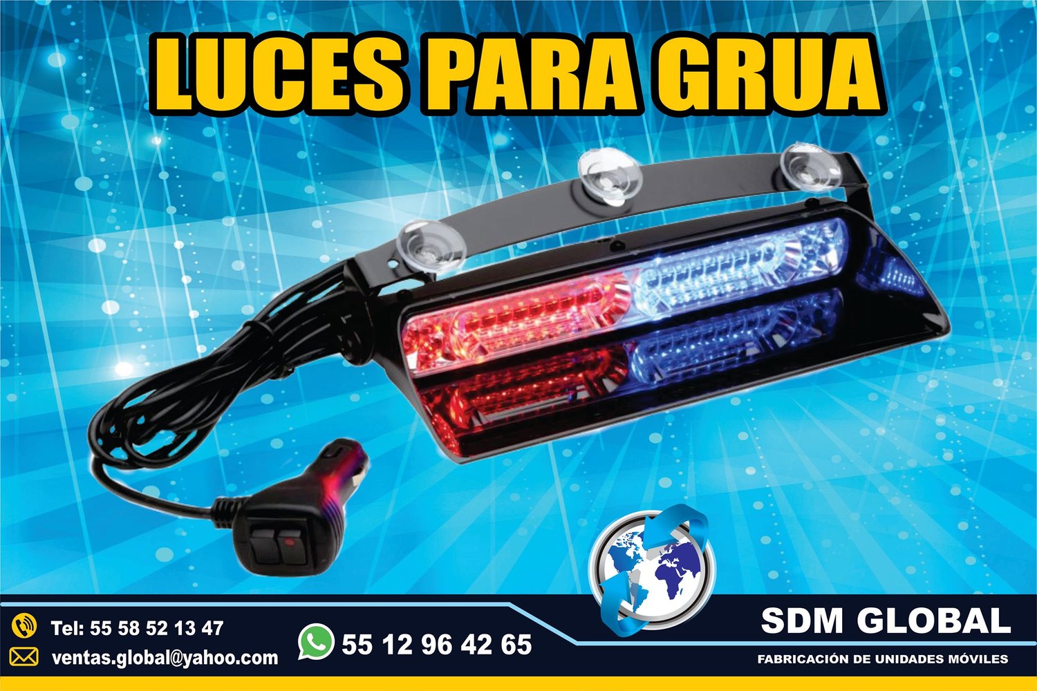 Venta de Torreta azul rojo de leds ultima generacion para Gruas de Plataforma Arrastre Salvamento<br>