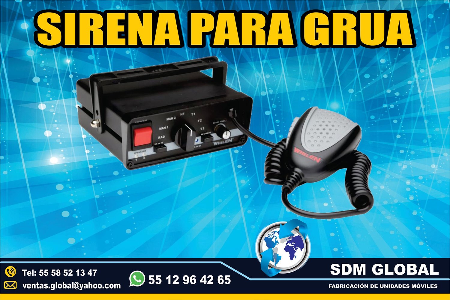 Venta de Sirena y equipo para Gruas de Plataforma Arrastre Salvamento MARCA WHELEN <br>