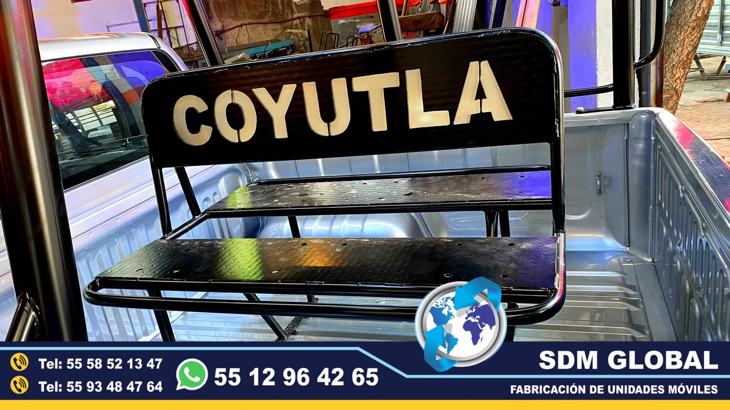 <span style="font-weight: bold;">Banca central con doble respaldo con siglas para patrullas&nbsp; &nbsp;&nbsp;</span><br>