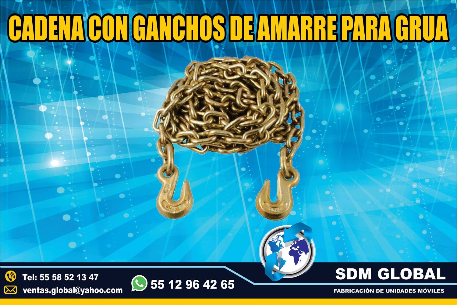 Venta de cadena con gancho de amarre para gruas de plataformas <br>